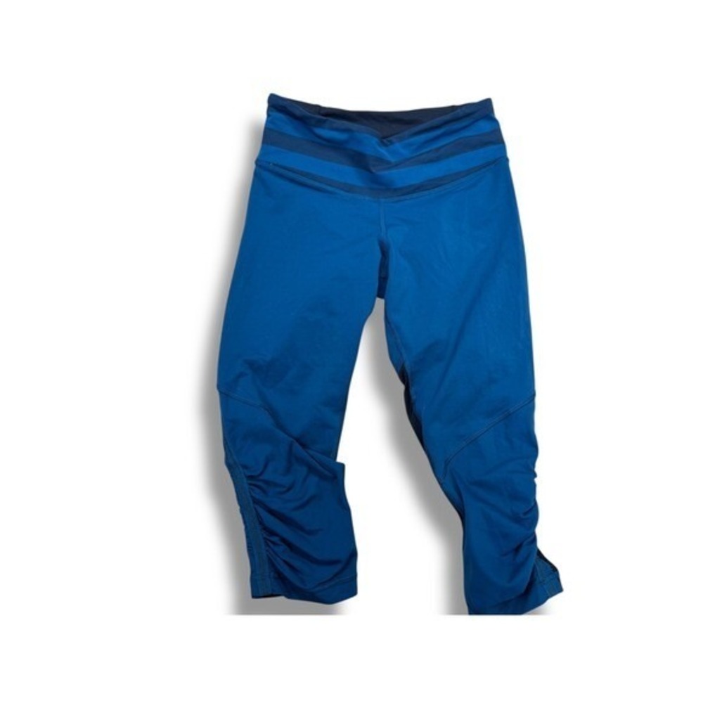 Lululemon Run Inspire Crop II Running Athletic Blue Black leggings Size 4 - Picture 3 of 14